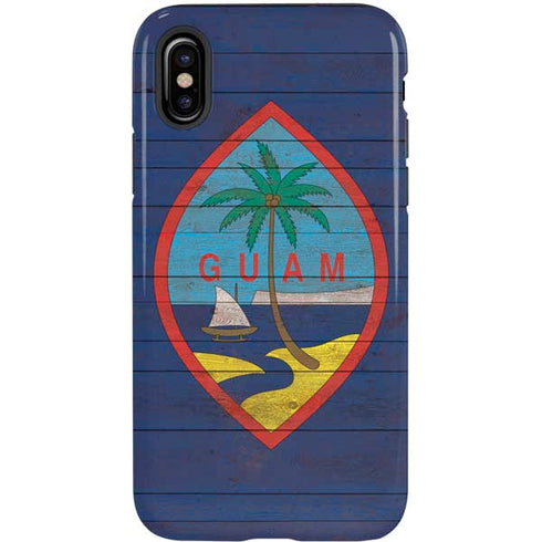 Guam Flag Dark Wood iPhone XS Pro Case